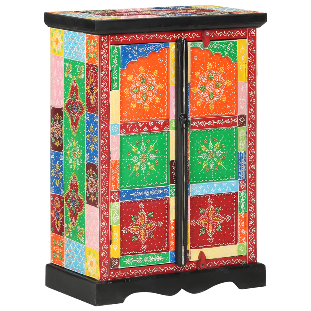 Sideboard hand painted with doors 53x30x75 cm solid mango wood