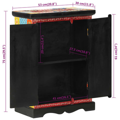 Sideboard hand painted with doors 53x30x75 cm solid mango wood