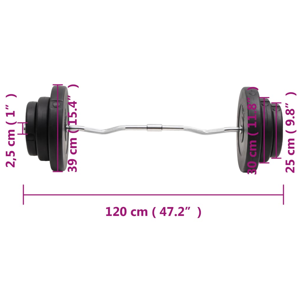 Curlstange mit Gewichten 60 kg