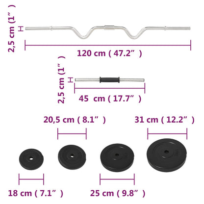 Curlhantel und Kurzhantel mit Gewichten 60 kg