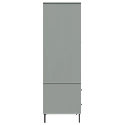 Kleiderschrank OSLO Metallbeine Grau 90x55x172,5cm Massivholz