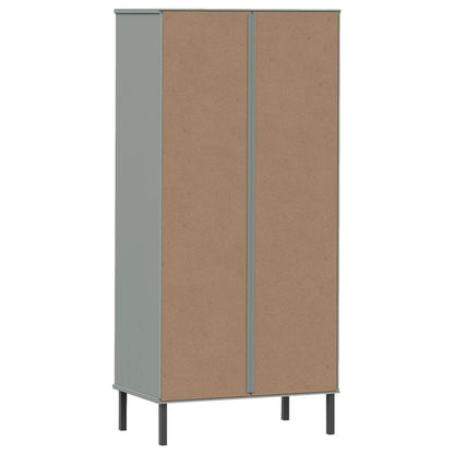 OSLO polica za knjige s 2 ladice siva 60x35x128,5cm puno drvo