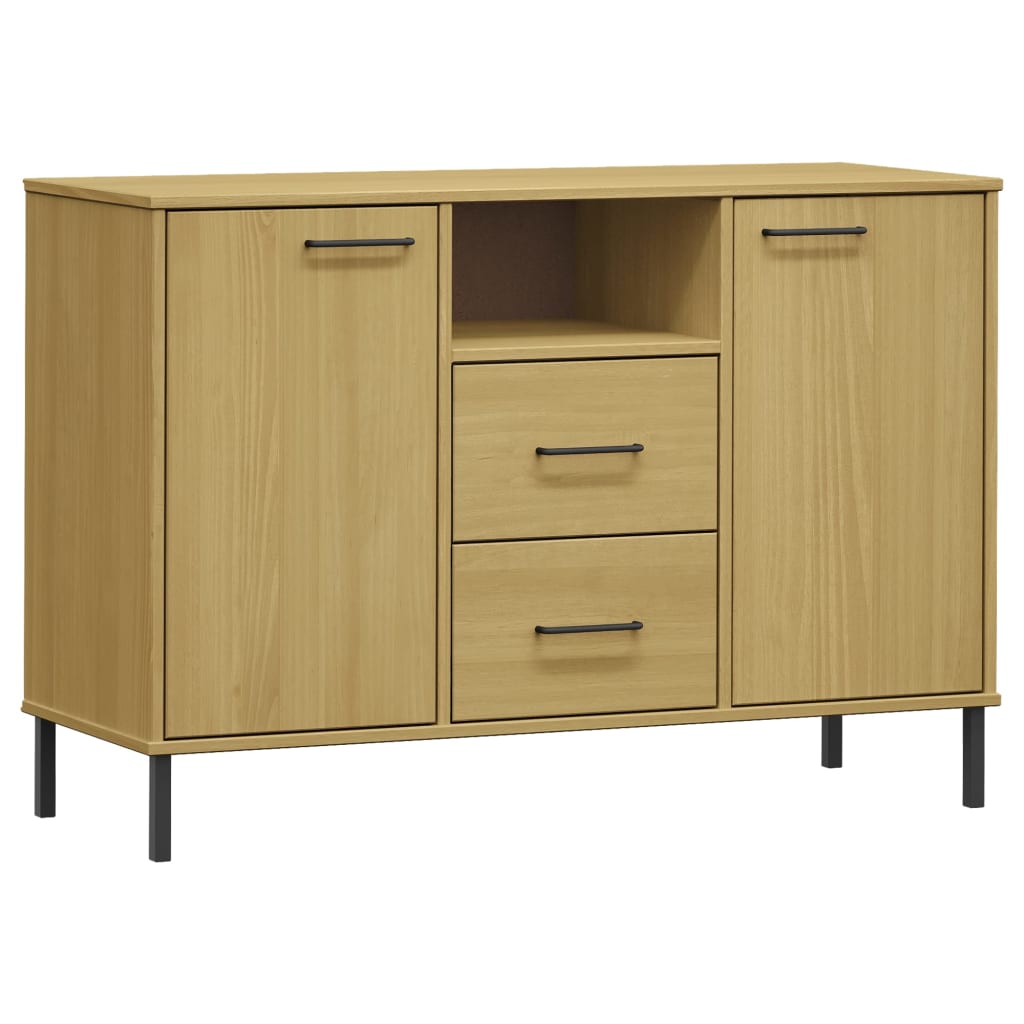 Sideboard OSLO mit Metallbeinen Braun 113x40x77 cm Massivholz