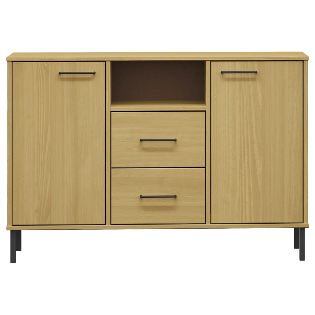 Sideboard OSLO mit Metallbeinen Braun 113x40x77 cm Massivholz