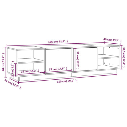 TV-Schrank 156x40x40 cm Massivholz Kiefer