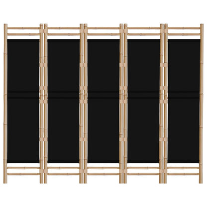 5-tlg. Paravent Faltbar 200 cm Bambus und Canvas