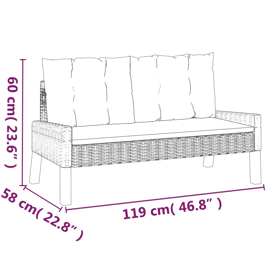 4-piece garden lounge set with cushions poly rattan &amp; solid wood