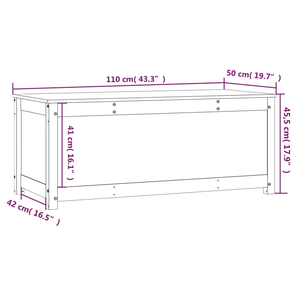 Truhe Schwarz 110x50x45,5 cm Massivholz Kiefer