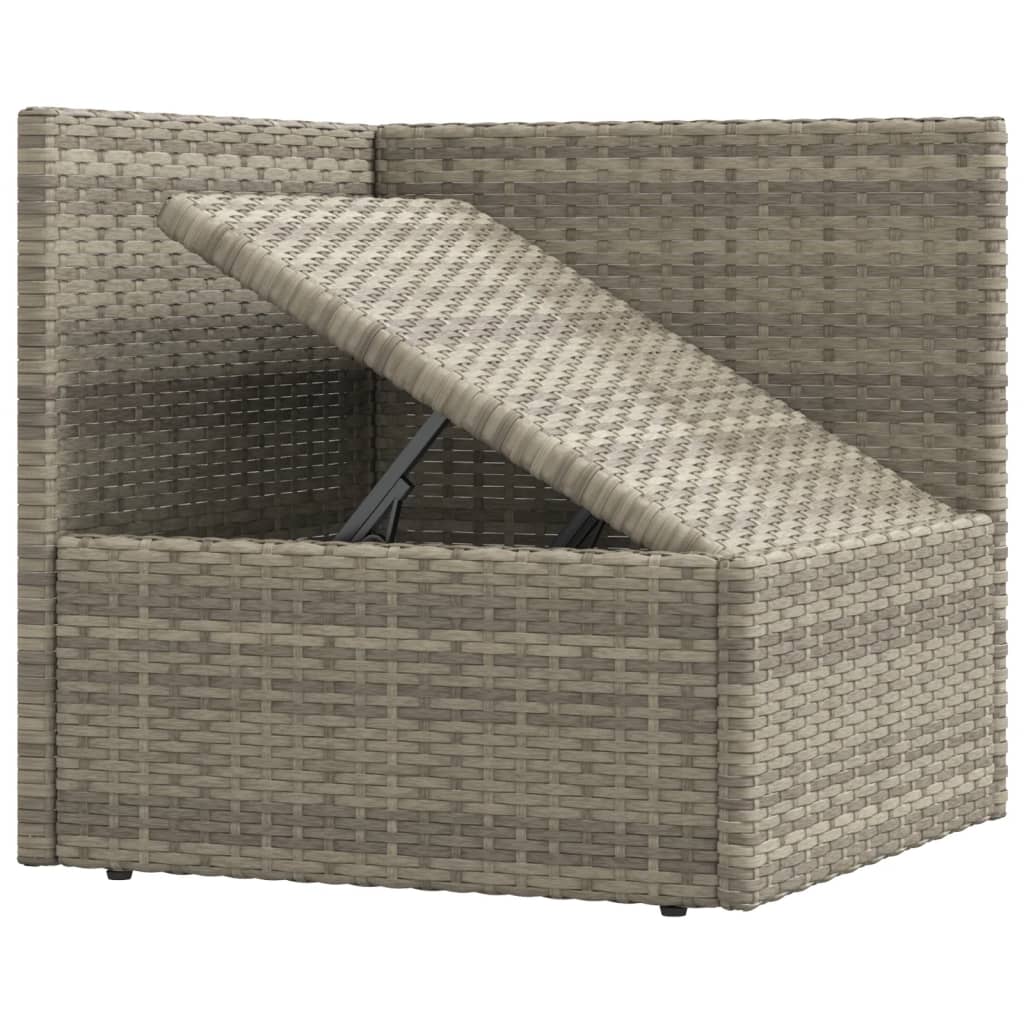 3-tlg. Garten-Lounge-Set mit Kissen Grau Poly Rattan