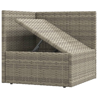 3-tlg. Garten-Lounge-Set mit Kissen Grau Poly Rattan