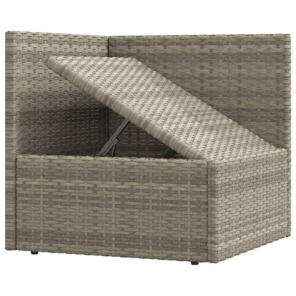 4-tlg. Garten-Lounge-Set mit Kissen Grau Poly Rattan