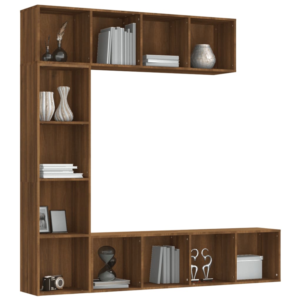 3-tlg. Bücherregal-/TV-Schrank-Set Braun Eichen-Optik