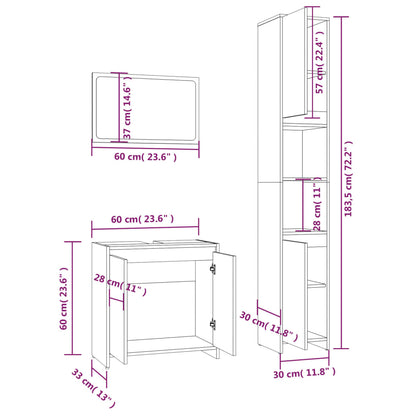 3-tlg. Badmöbel-Set Räuchereiche Holzwerkstoff