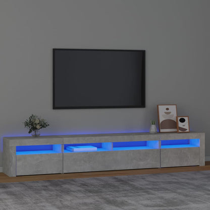 TV-Schrank mit LED-Leuchten Betongrau 240x35x40 cm