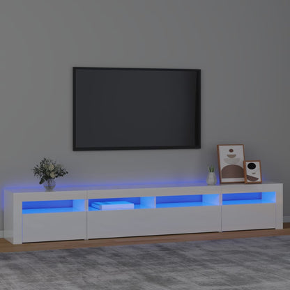 TV-Schrank mit LED-Leuchten Hochglanz-Weiß 240x35x40 cm