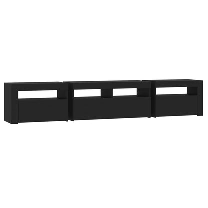 TV-Schrank mit LED-Leuchten Schwarz 210x35x40 cm