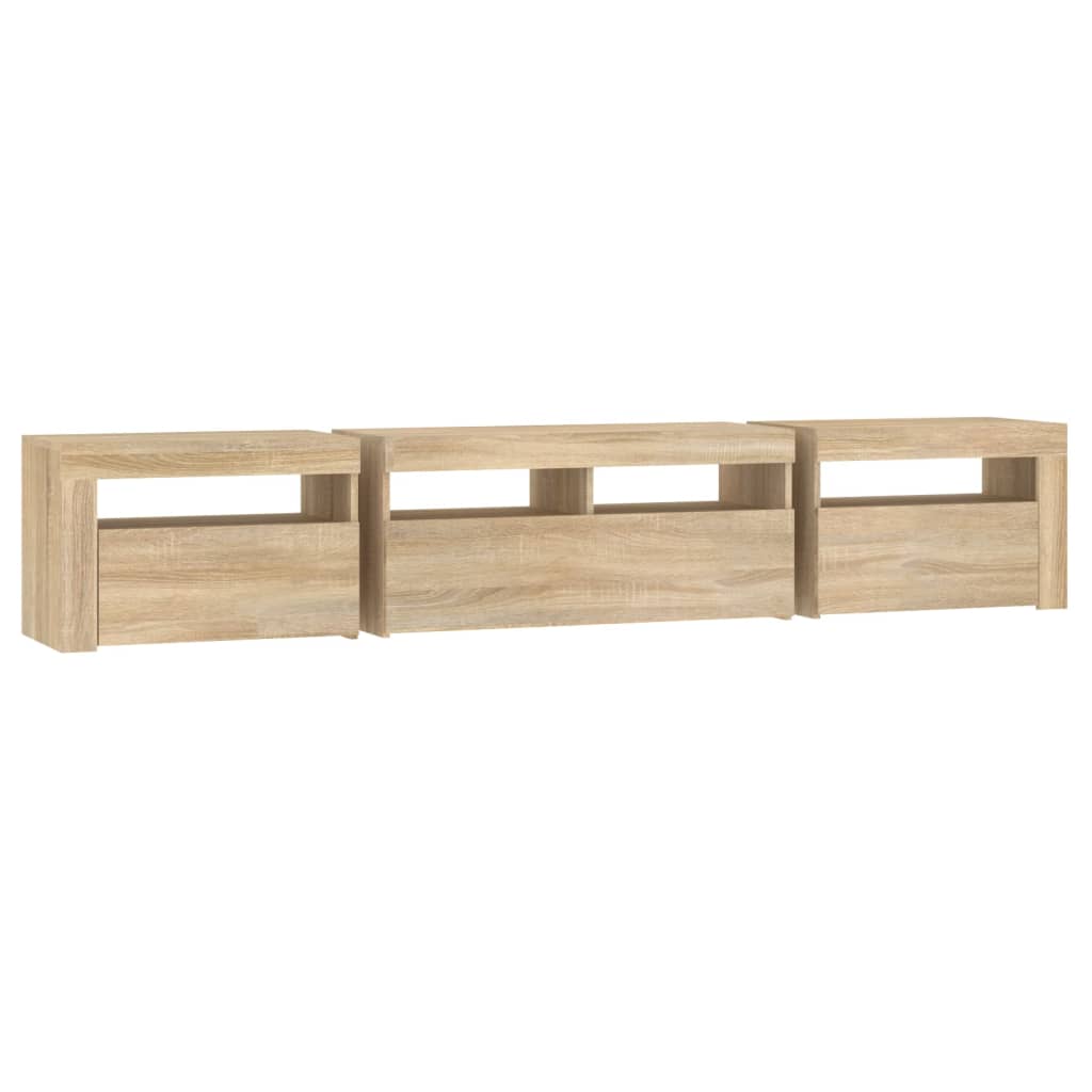 TV-Schrank mit LED-Leuchten Sonoma-Eiche 210x35x40 cm