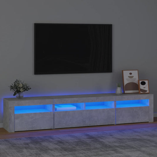 TV-Schrank mit LED-Leuchten Betongrau 210x35x40 cm