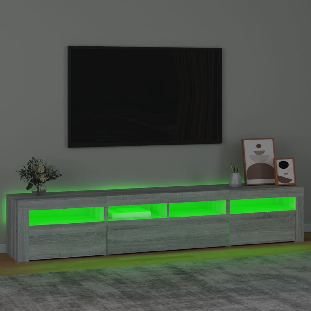 TV-Schrank mit LED-Leuchten Grau Sonoma 210x35x40 cm