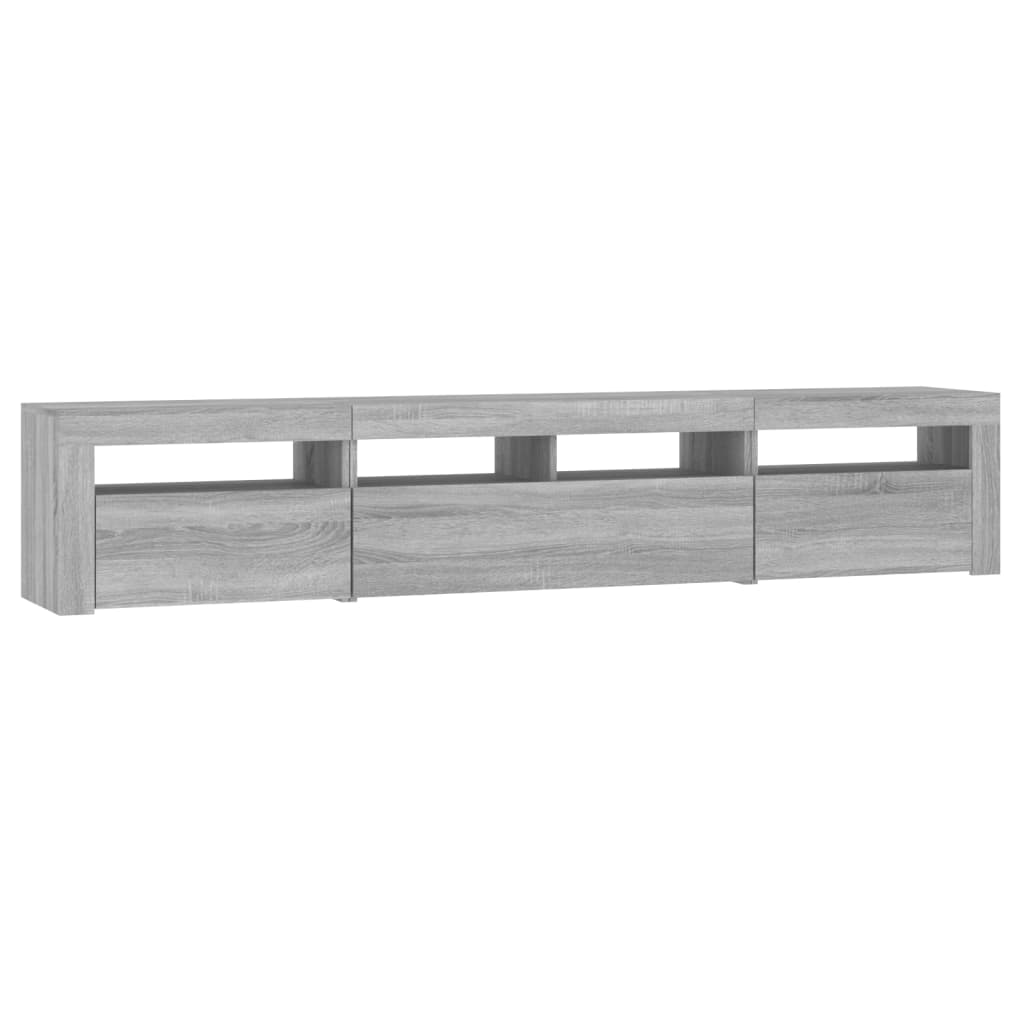 TV-Schrank mit LED-Leuchten Grau Sonoma 210x35x40 cm