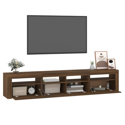 TV-Schrank mit LED-Leuchten Braun Eichen-Optik 210x35x40 cm