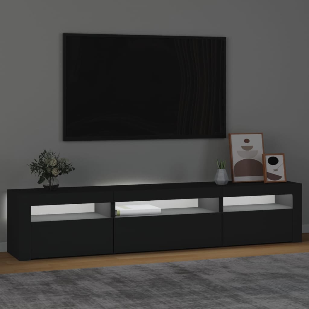 TV-Schrank mit LED-Leuchten Schwarz 195x35x40 cm