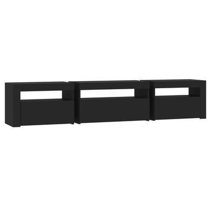 TV-Schrank mit LED-Leuchten Schwarz 195x35x40 cm