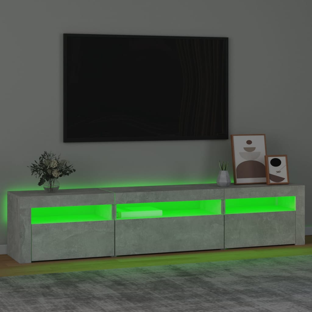 TV-Schrank mit LED-Leuchten Betongrau 195x35x40 cm