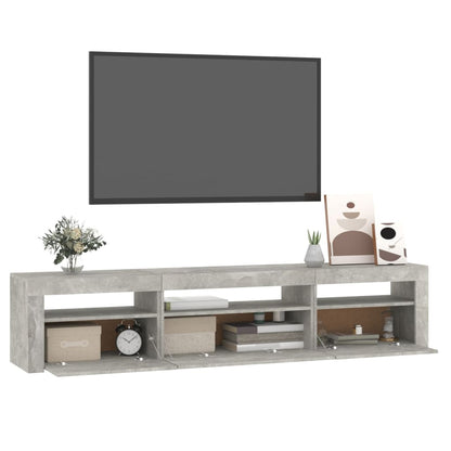 TV-Schrank mit LED-Leuchten Betongrau 195x35x40 cm