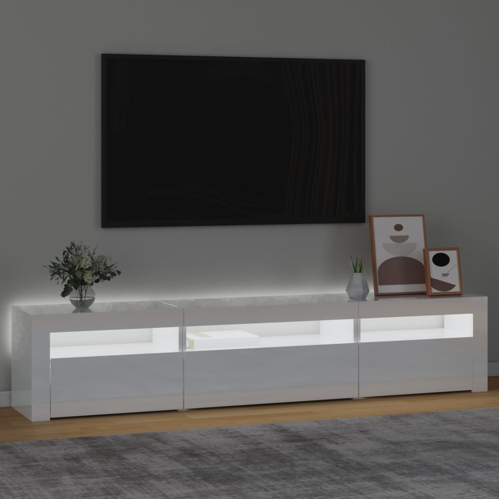 TV-Schrank mit LED-Leuchten Hochglanz-Weiß 195x35x40 cm