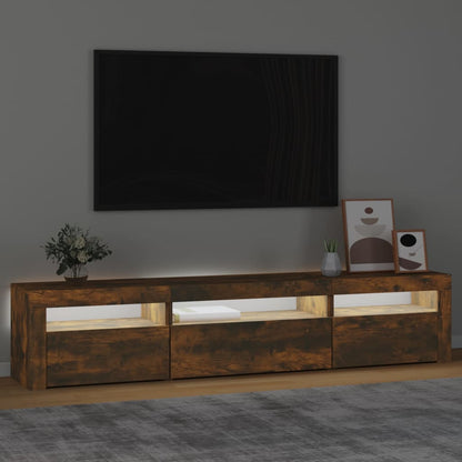 TV-Schrank mit LED-Leuchten Räuchereiche 195x35x40 cm