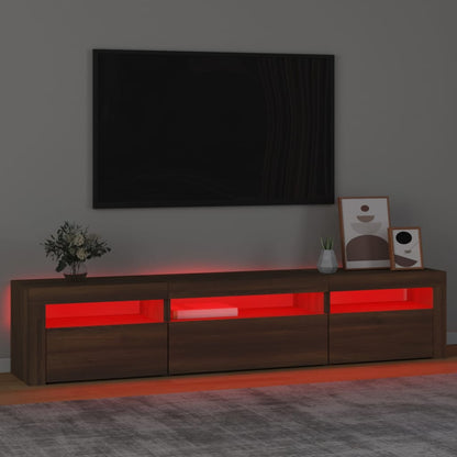 TV-Schrank mit LED-Leuchten Braun Eichen-Optik 195x35x40 cm