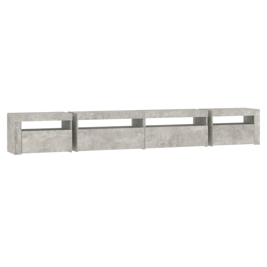 TV-Schrank mit LED-Leuchten Betongrau 270x35x40 cm