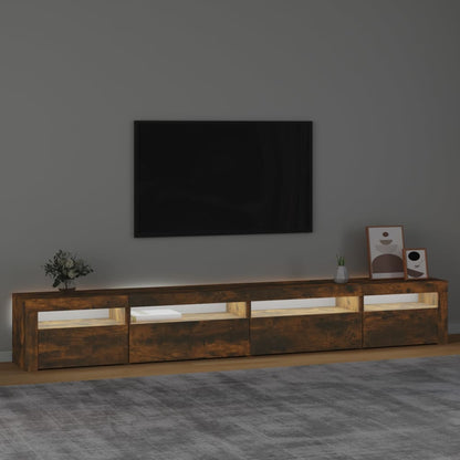 TV-Schrank mit LED-Leuchten Räuchereiche 270x35x40 cm