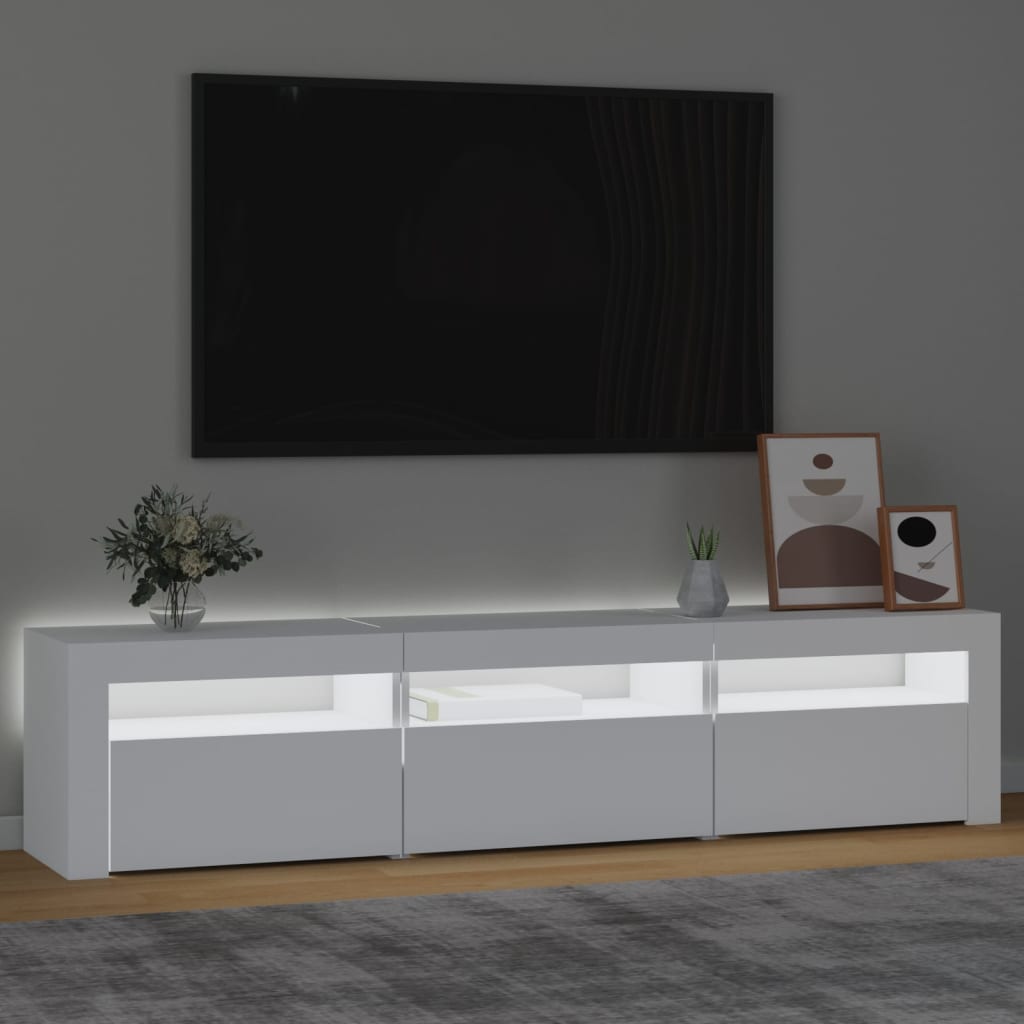 TV-Schrank mit LED-Leuchten Weiß 180x35x40 cm