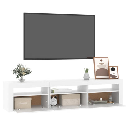 TV-Schrank mit LED-Leuchten Weiß 180x35x40 cm