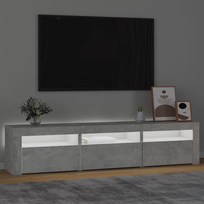 TV-Schrank mit LED-Leuchten Betongrau 180x35x40 cm