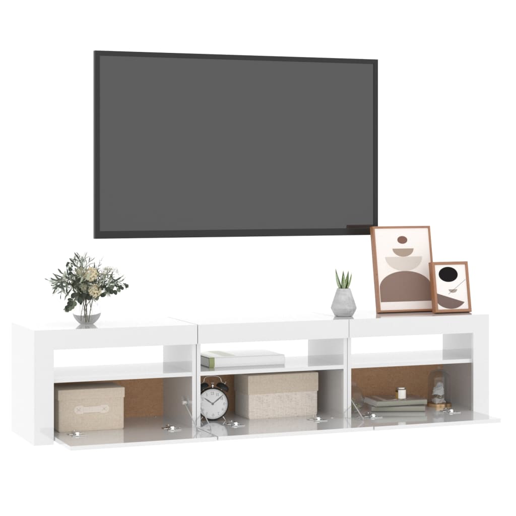 TV-Schrank mit LED-Leuchten Hochglanz-Weiß 180x35x40 cm