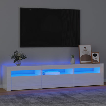 TV-Schrank mit LED-Leuchten Hochglanz-Weiß 180x35x40 cm