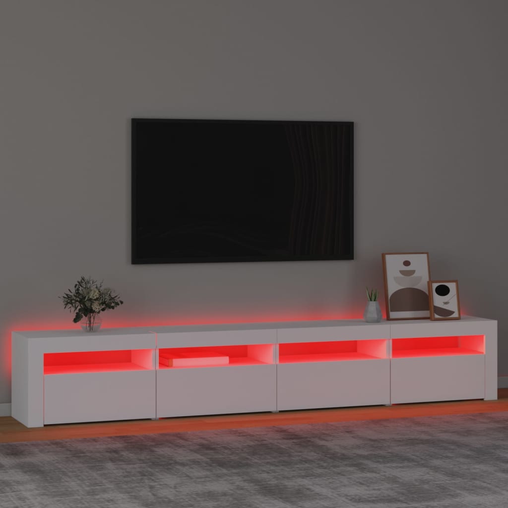 TV-Schrank mit LED-Leuchten Weiß 240x35x40 cm