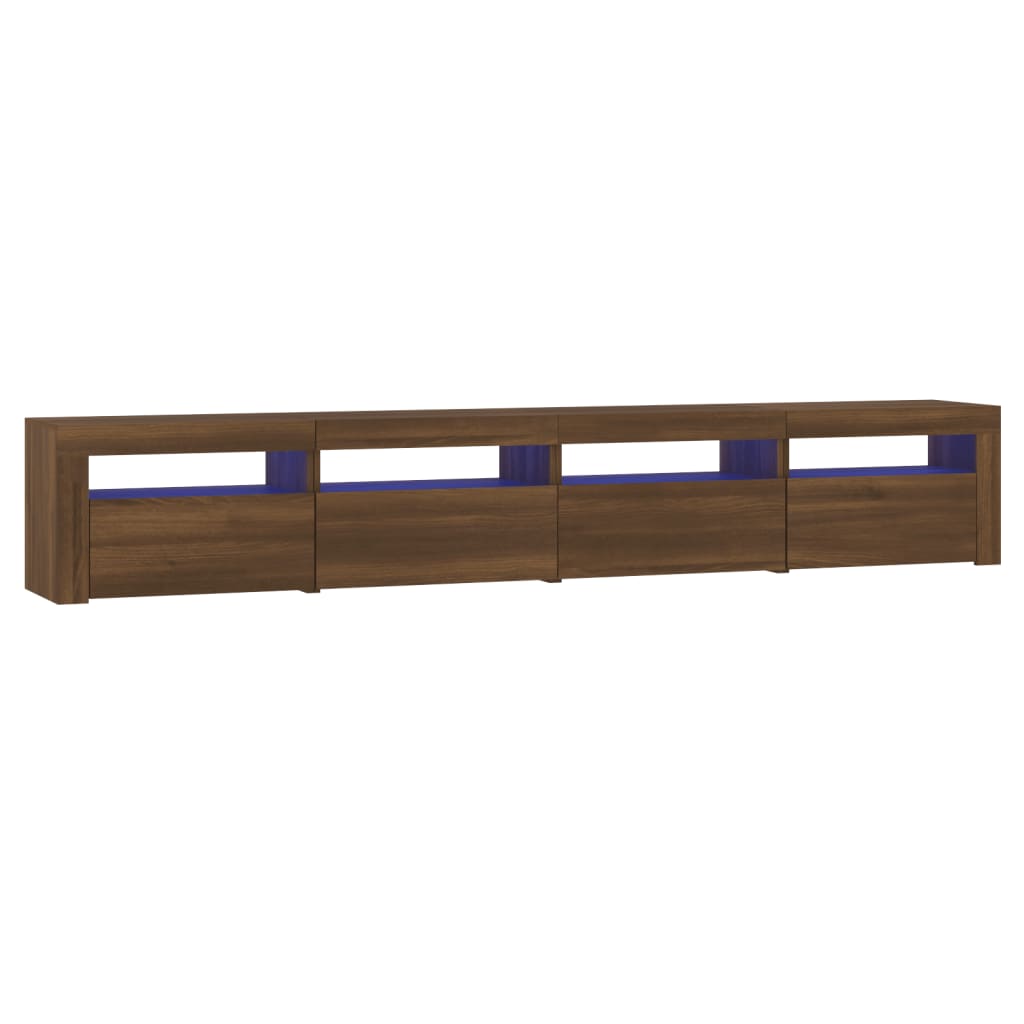 TV-Schrank mit LED-Leuchten Braun Eichen-Optik 240x35x40 cm