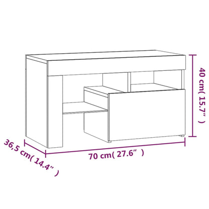 Nachttische 2 Stk. mit LED-Leuchten Weiß 70x36,5x40 cm