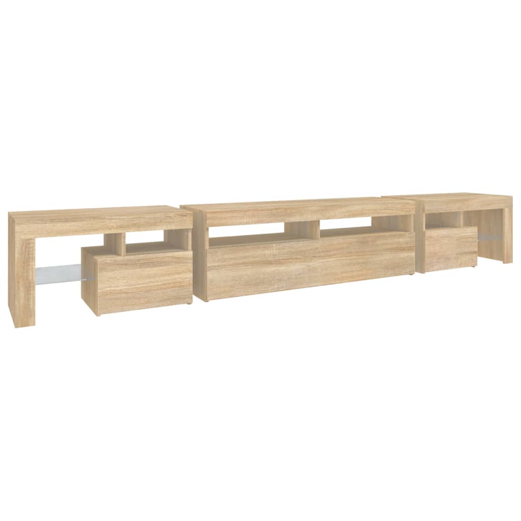 TV-Schrank mit LED-Leuchten Sonoma-Eiche 260x36,5x40 cm