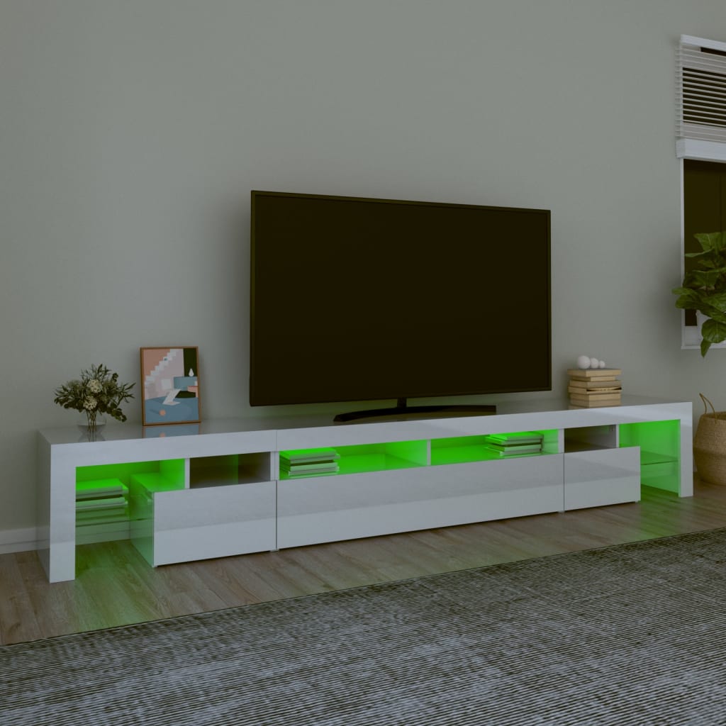 TV-Schrank mit LED-Leuchten Hochglanz-Weiß 260x36,5x40 cm