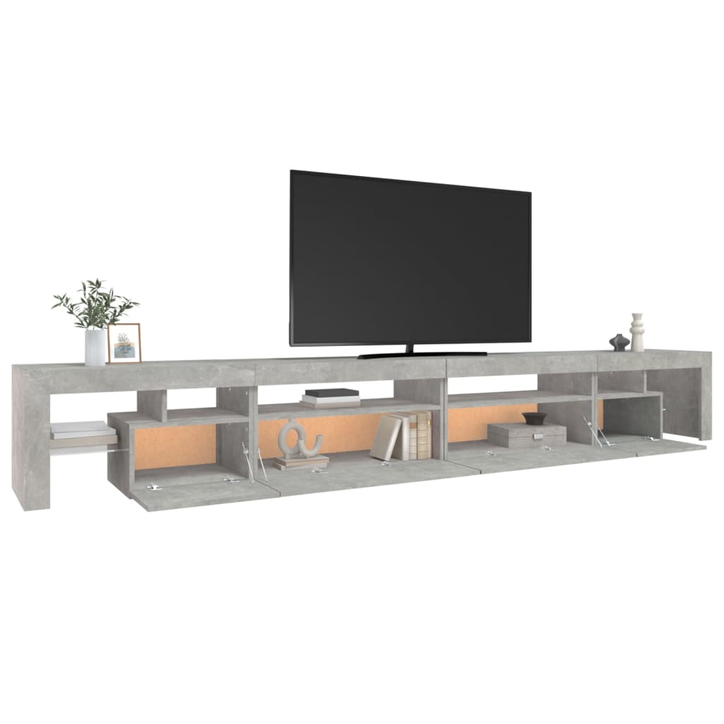 TV-Schrank mit LED-Leuchten Betongrau 290x36,5x40 cm