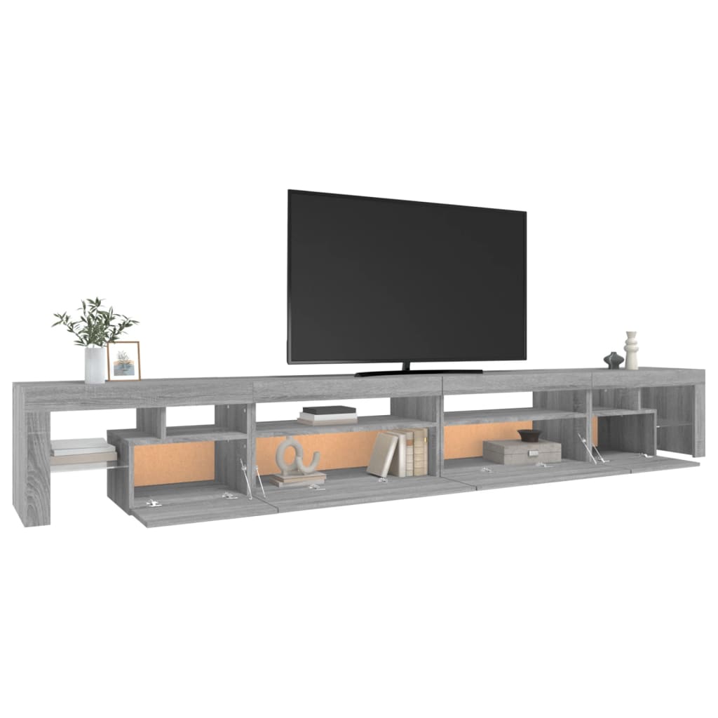 TV-Schrank mit LED-Leuchten Grau Sonoma 290x36,5x40 cm