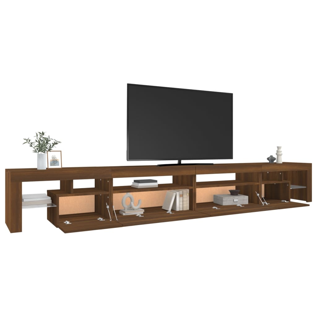 TV-Schrank mit LED-Leuchten Braun Eichen-Optik 290x36,5x40 cm