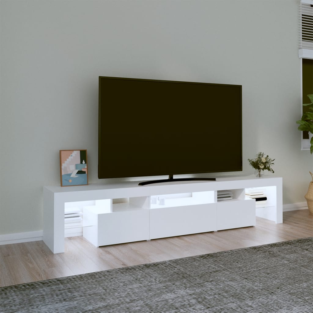 TV-Schrank mit LED-Leuchten Weiß 200x36,5x40 cm