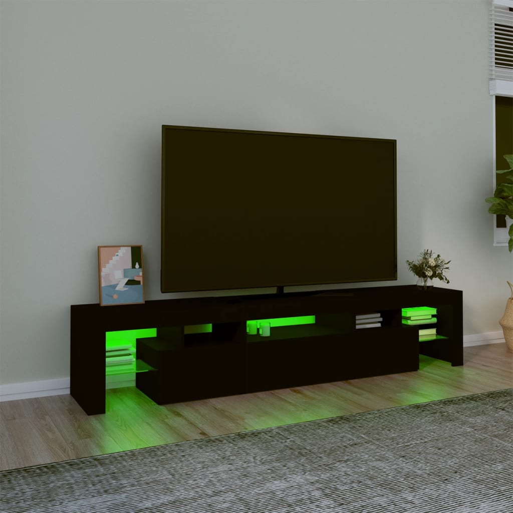 TV-Schrank mit LED-Leuchten Schwarz 200x36,5x40 cm