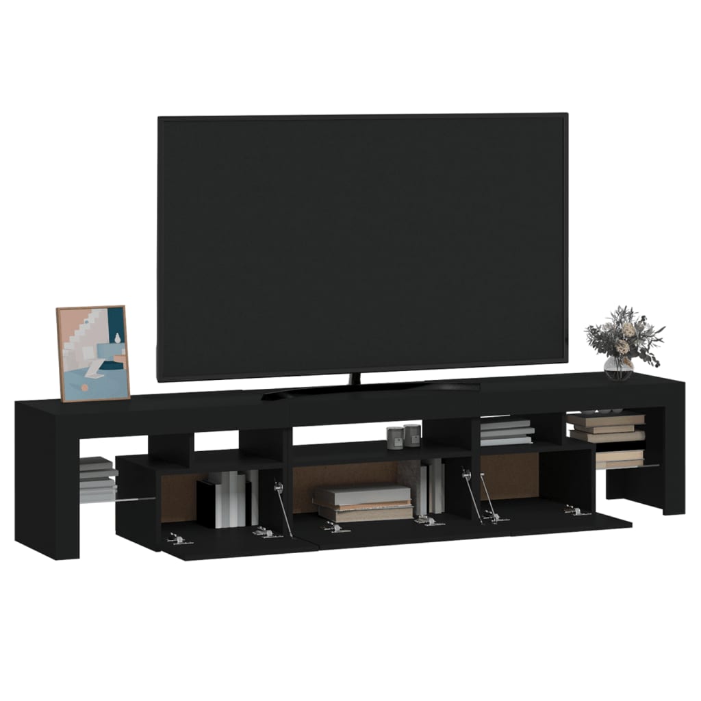 TV-Schrank mit LED-Leuchten Schwarz 200x36,5x40 cm